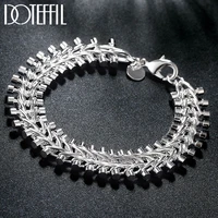 doteffil 925 sterling silver double row bead chain bracelet for man women charm wedding engagement party jewelry