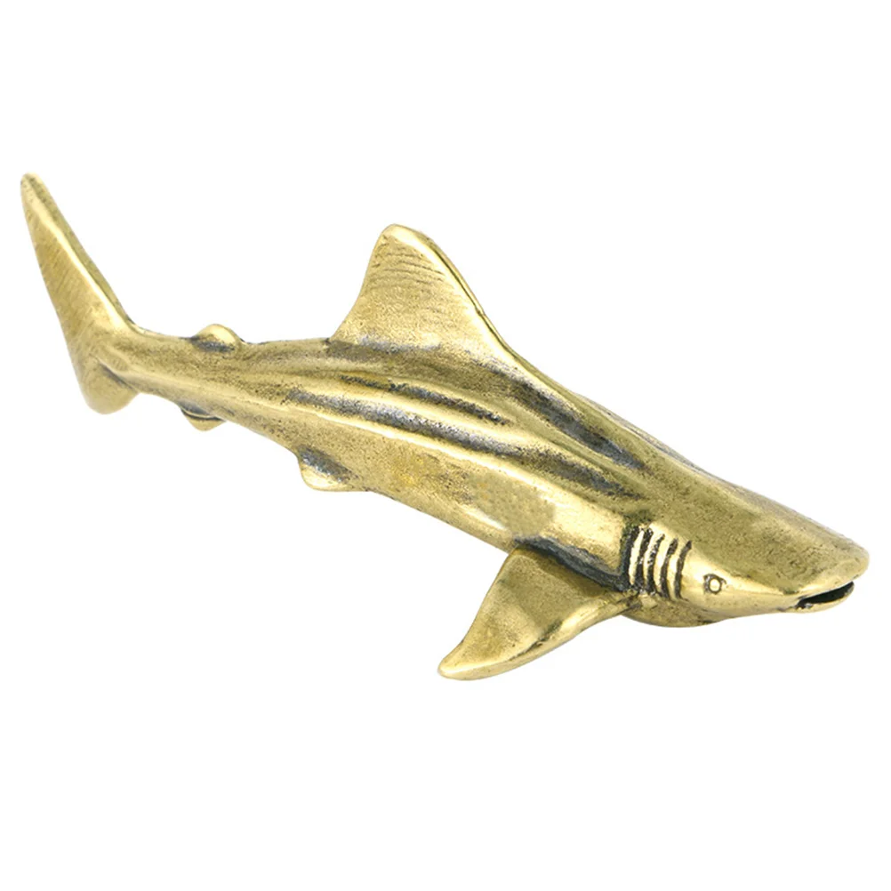 

Brass Shark Creative Desktop Decor Craft Indoor Tabletop Adornment Ocean Stuffed Animal