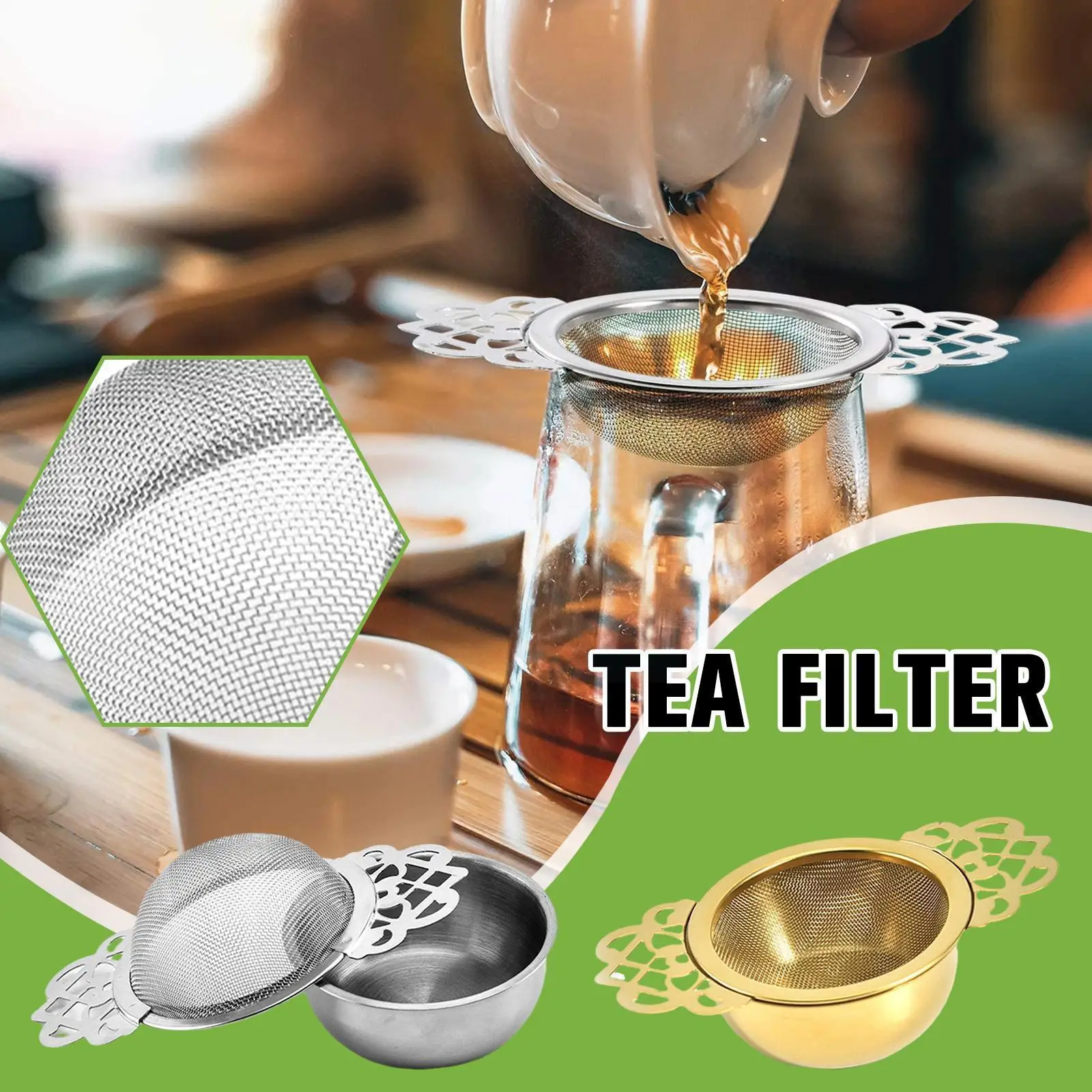 

Tea Infusers Double Ear Handles Spice Filter Loose Bowl Strainer Leaf Teaware Durable Tea Reliable Steel Drip With B6v2