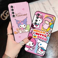 cartoon hello kitty phone case for huawei p smart z 2019 2020 2021 p40 p30 p20 p10 lite 5g back funda soft liquid silicon