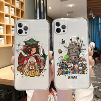 cute totoro spirited away ghibli miyazaki anime no face soft clear phone case for iphone 11 12 13 pro 7 8 plus xs xr max coque