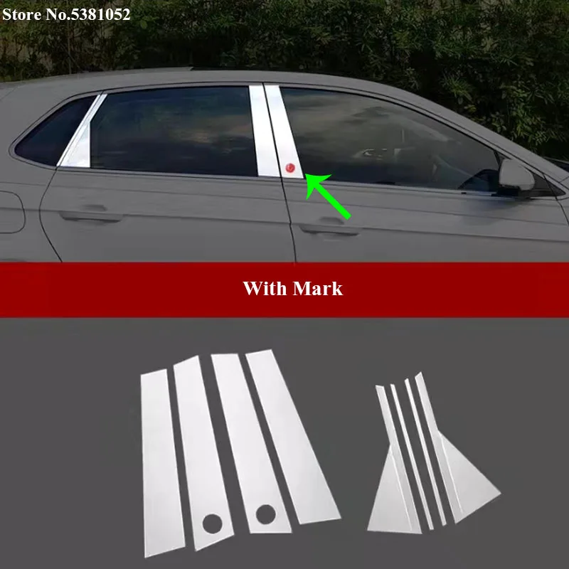 

For Volkswagen VW Polo Plus 2019 2020 2021 Accessories Stainless Steel Window B-pillars Center Pillar Cover Protection Sticker
