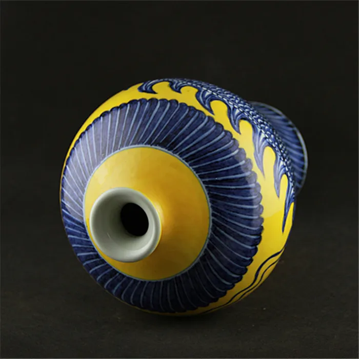 Антикварная керамическая ваза Xuande ручной работы три дракона Коготь желтая и