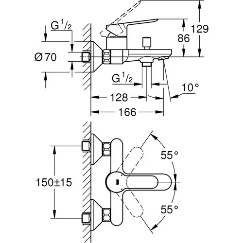 Кран для ванной комнаты Grohe Bauedge 23605000 | Обустройство дома