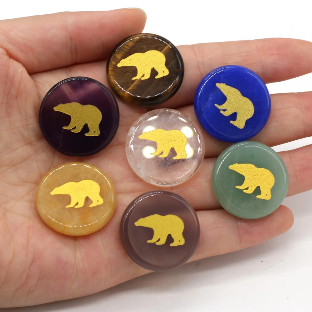 

Amethyst Lapis Lazuli Natural Agate Round Flat Flake Animal Pattern Bead Reiki Stone Jewelry MakingDIY Necklace Accessories Gift