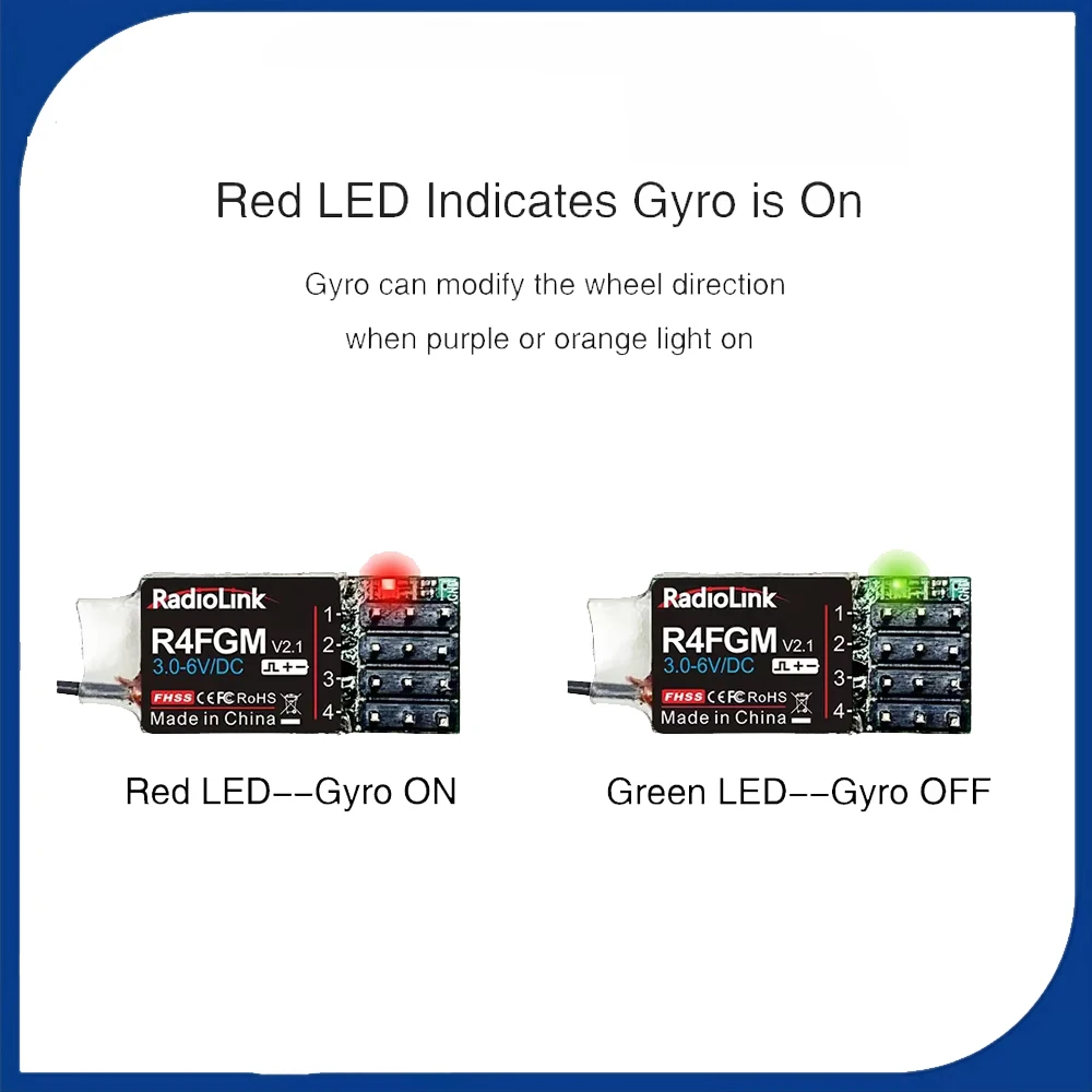 Radiolink R4FGM 4-канальный мини-приемник с гироскопом для 1:28 1:64 RC Pocket Drift Car Hotwheel работает