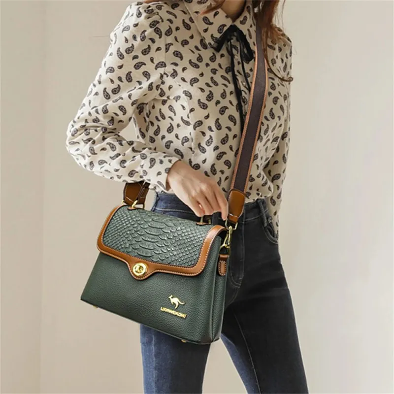 

Multifunctional New Ladies Shoulder Bag Panelled Design Fashion Snake Print Women's Handbag Premium Leather Women Messenger Bags
