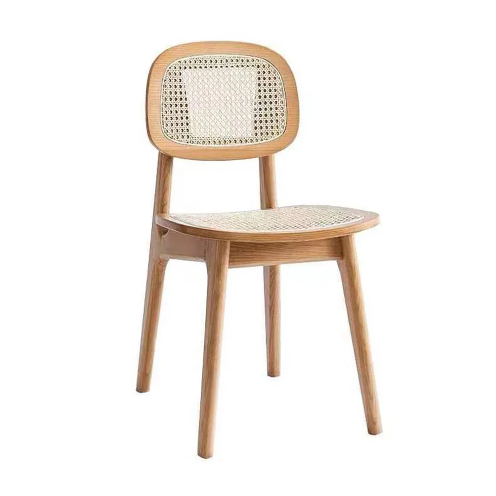 

Solid Wood Dining Room Chairs Household Rattan Woven Chair With Backrest Modern Simplicity Two Styles Are Available Durable