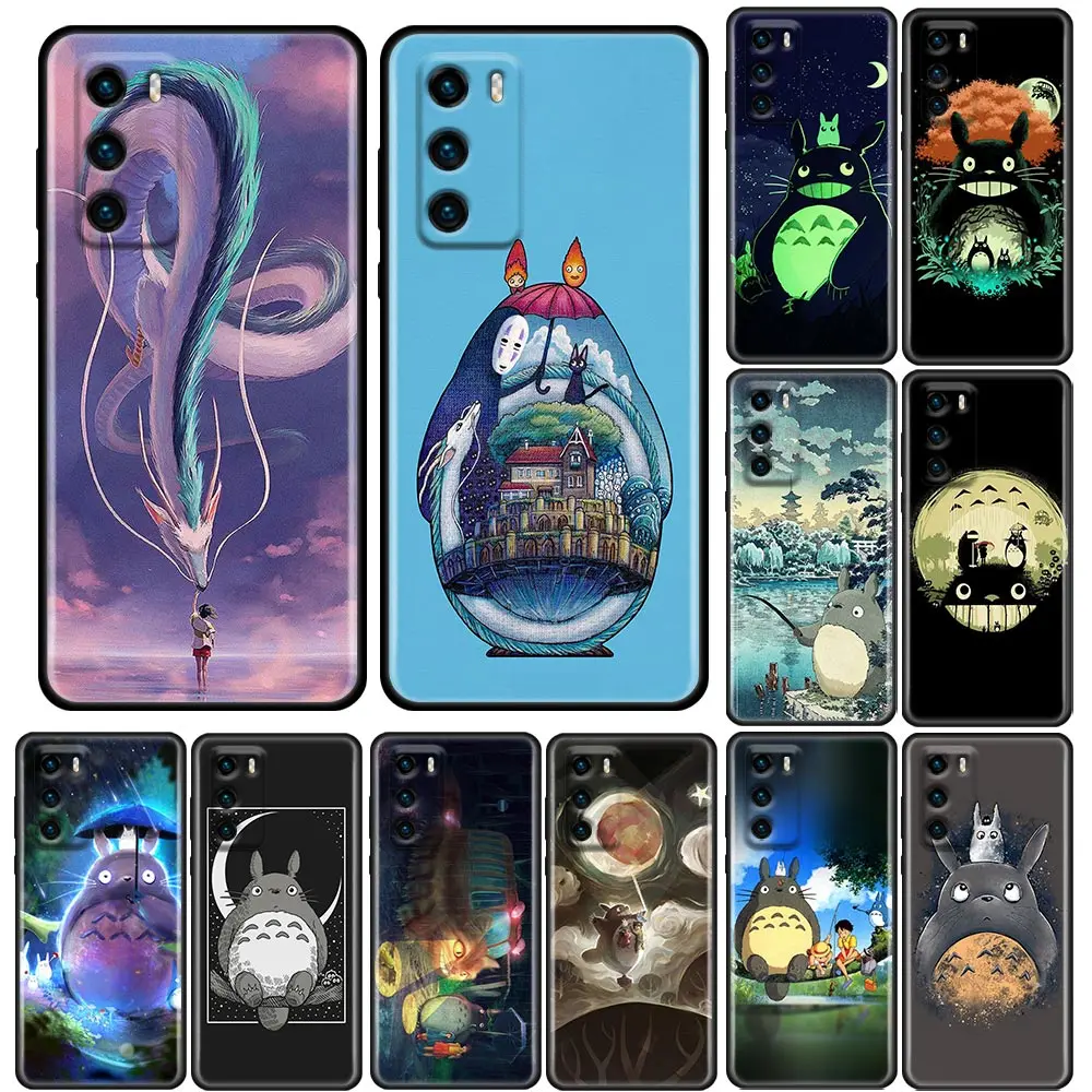 

Phone Case for Huawei P10 Lite P20 Case P30 P40 Lite P50 Pro Plus P Smart Z Silicone Cover Studio Ghibli Spirited Away Totoro