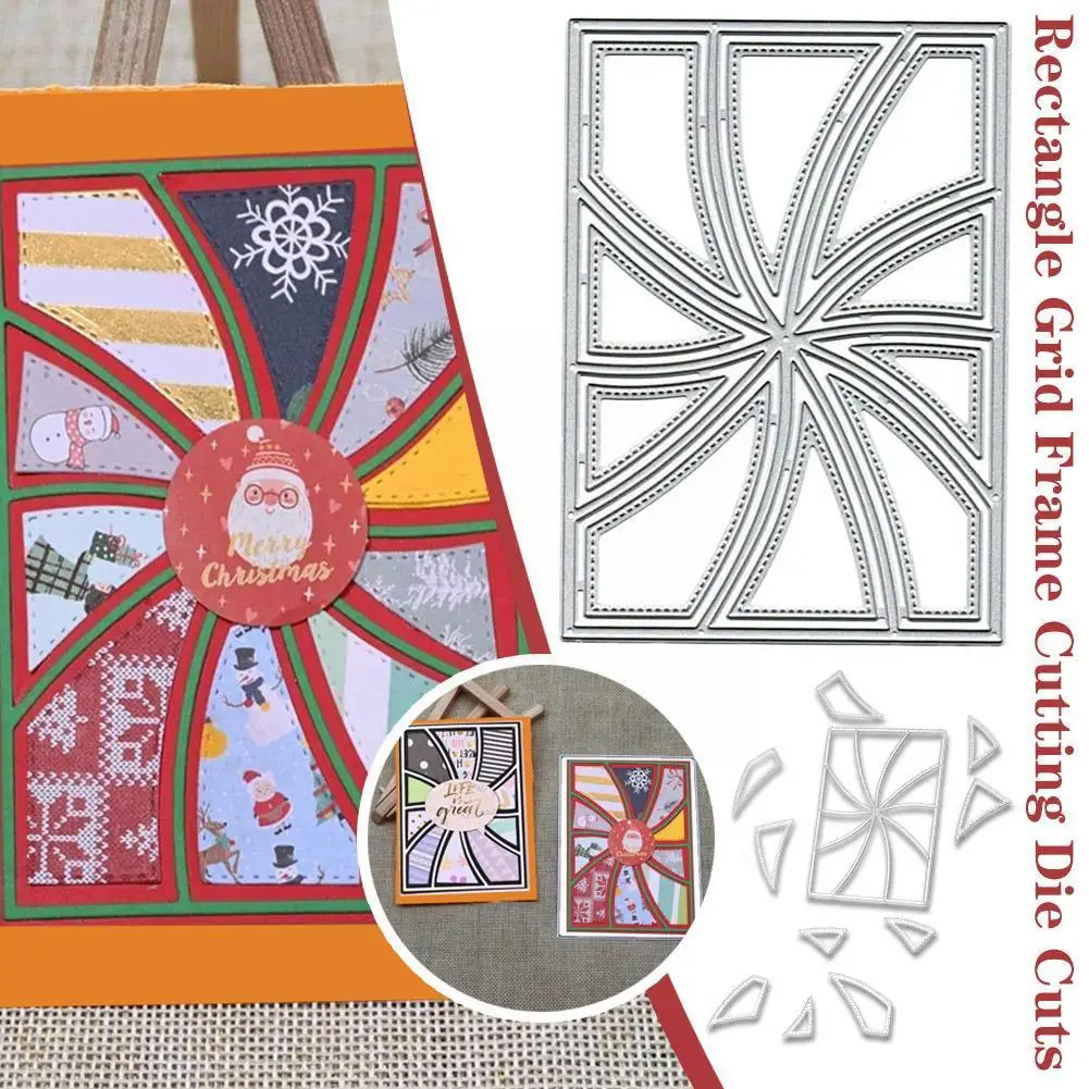 

Rectangle Grid Frame Cutting Die Cuts DIY Crafts Template Stitched Whirl Scrapbook Cards Dies Cut Stencils for Embossing Pa D0T3
