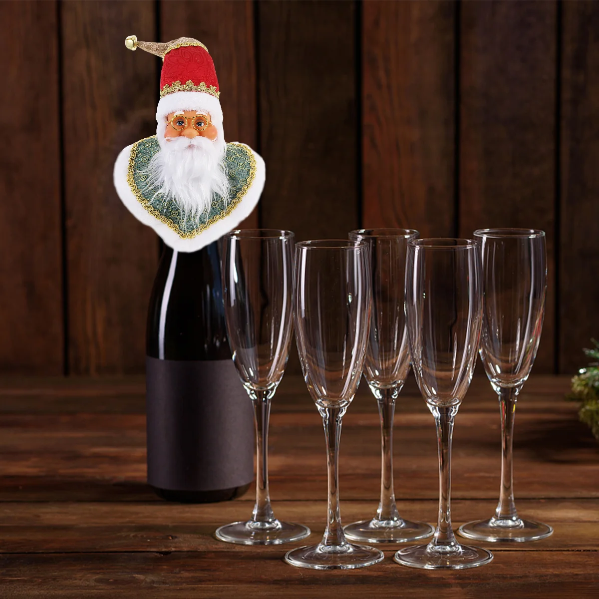 

Bottle Cover Santa Claus Bottle Christmas Bottle Ornament for Home Christmas Party Favors Ornaments Red