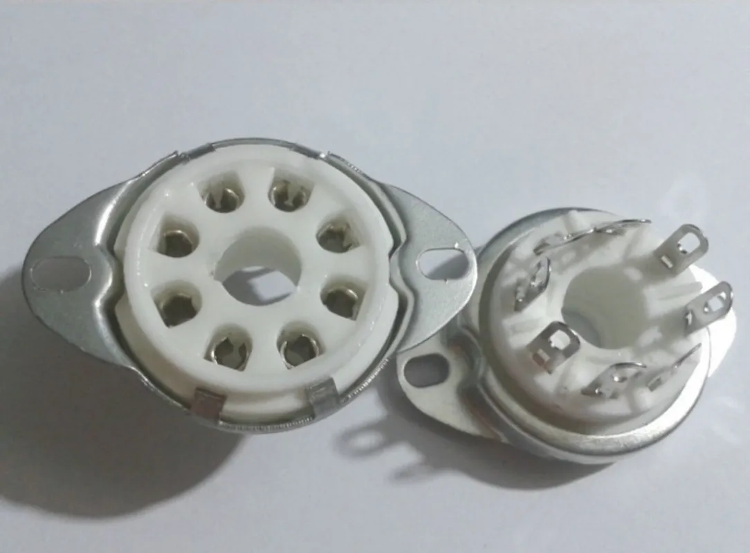 Soquete de Tubo de Vácuo de Cerâmica 50 Peças 8pin Montagem Superior de Base de Válvula Octal Adaptador