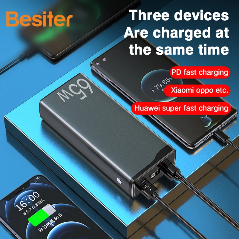 

65 Вт портативное зарядное устройство 30000 мАч/20000 мАч PD Быстрая зарядка FCP SCP портативное зарядное устройство для смартфона портативное Внешн...