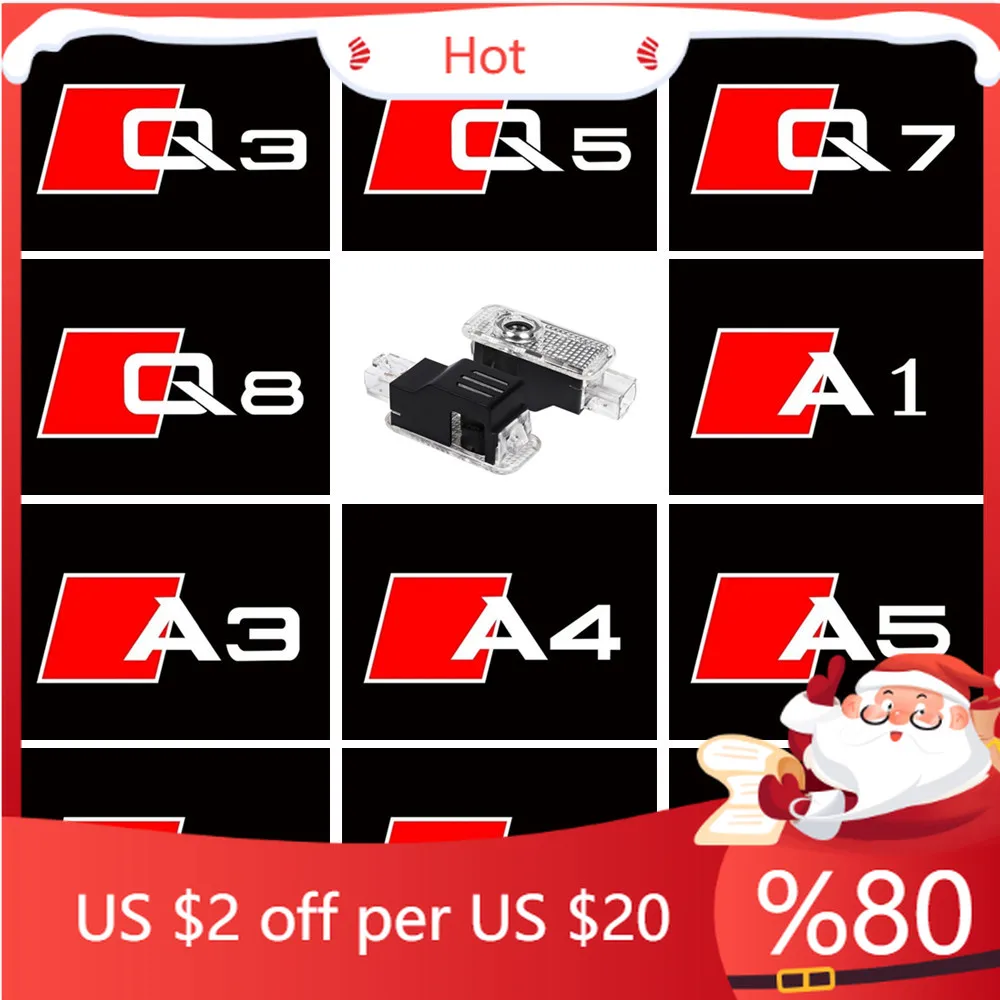 Фото Лидер продаж, молдинги для AUDI Q3 Q5 Q7 Q8 A3 8V 8Y A5 Sportback A6 C5 C7 C8 A1 8X A4 B5 B6 B7 B8 B9 A7 A8 Светодиодный логотип на дверь автомобиля Wel №1