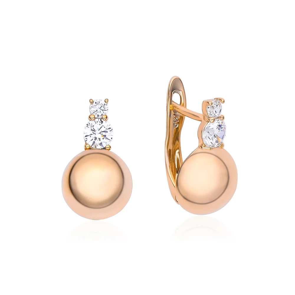

Hanreshe 585 Rose Gold Color Big Glossy Ball Drop Earrings For Women Simple Trendy Bride Wedding Jewelry Christmas present