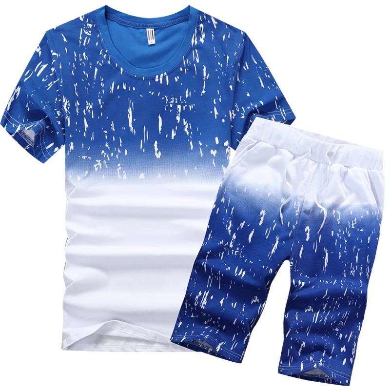 

Men Summer Casual Set Men T-shirts+shorts Plus Size Casual Suits