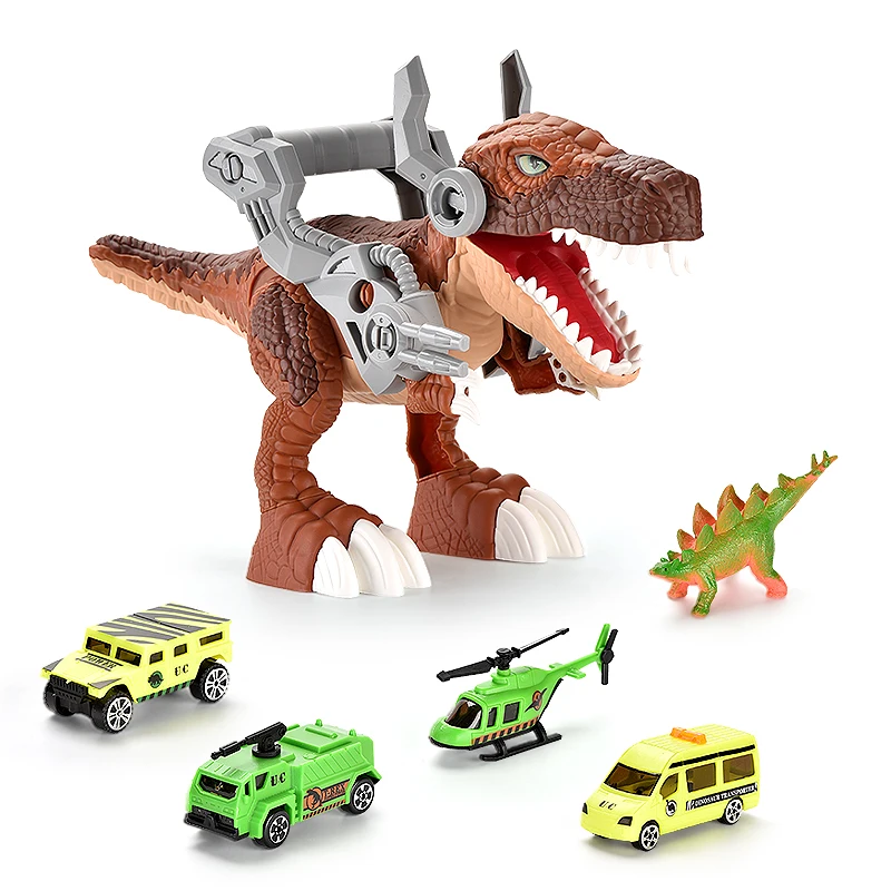 

Тираннозавр в городе, обучающая модель с 4 автомобилями «сделай сам», Обучающие динозавры для детей