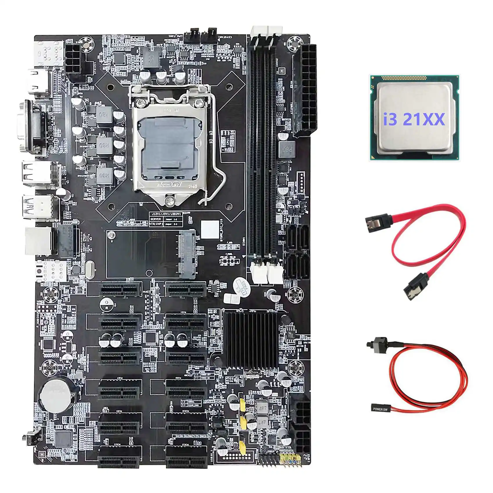 

B75 ETH Mining Motherboard 12 PCIE+I3 21XX CPU+SATA Cable+Switch Cable LGA1155 MSATA DDR3 B75 BTC Miner Motherboard