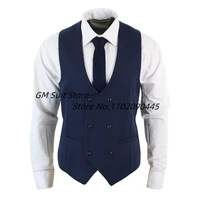 mens suit vest slim fit double breasted wool blend formal business waistcoat blazer for wedding groom