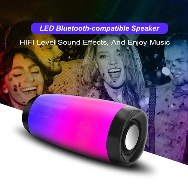 

LED Flashing Light Bluetooth-compatible Atmosphere Night Light Portable Outdoor BoomBox Waterproof Subwoofer FM Wireless Radio