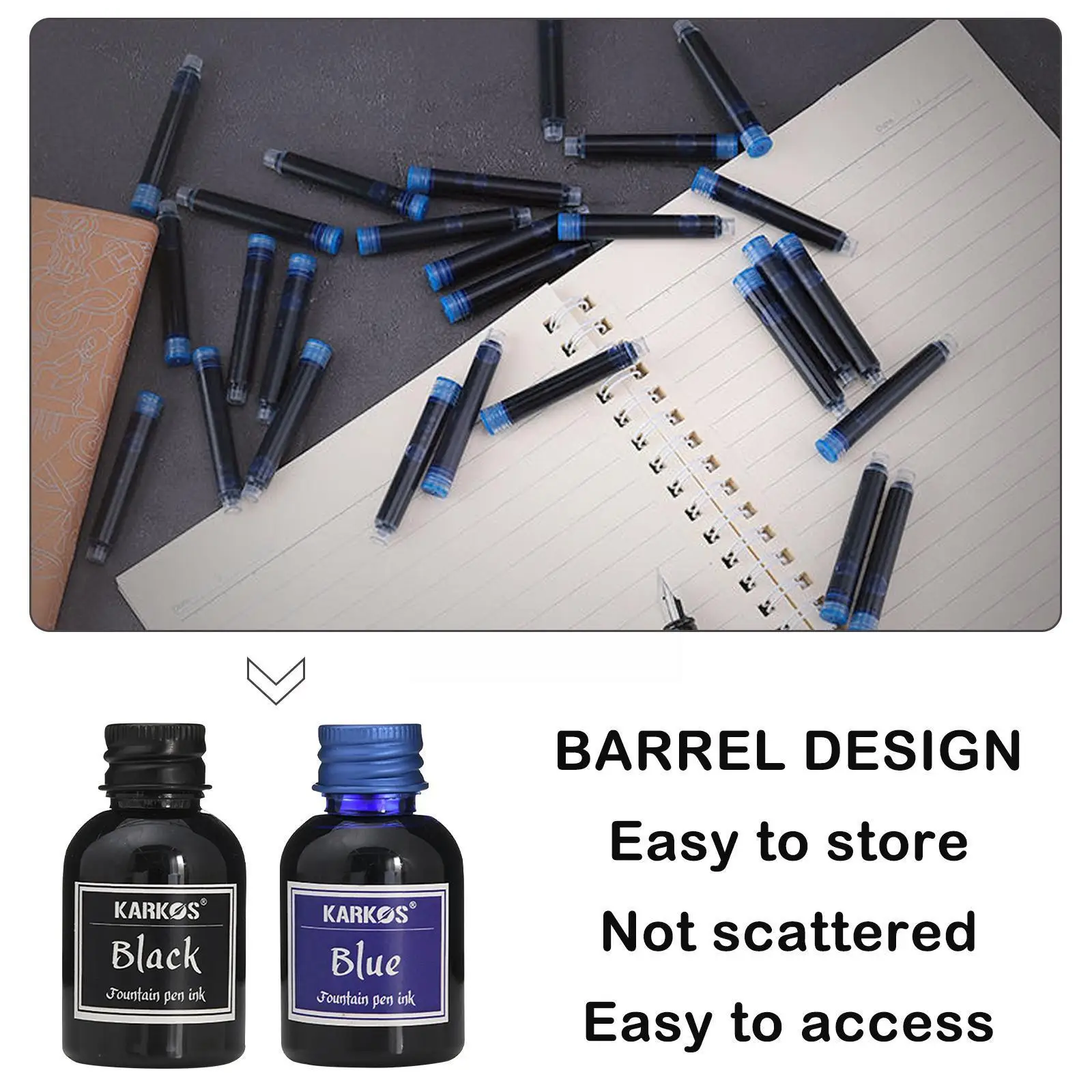 

1bottle Pen Black Blue Ink Sac 3.4 Caliber Universal Ink Refills Are For Fountain Pen Color Writing Office School Stationer T0U5