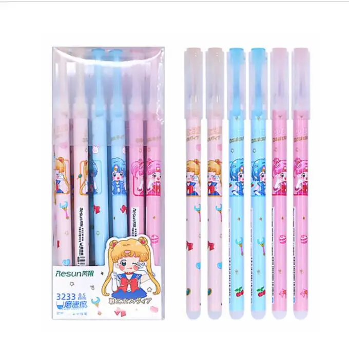 

36 pcs/lot Beautiful Girl Erasable Gel Pen Cute 0.38mm Black Ink Pen Gift Stationery Office School Supplies wholesale
