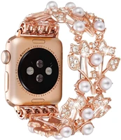 jewelry diamond strap for apple watch band 45mm 41mm 44mm 42mm 40mm elastic pearl beaded bracelet iwatch series 7 6 5 4 se belt