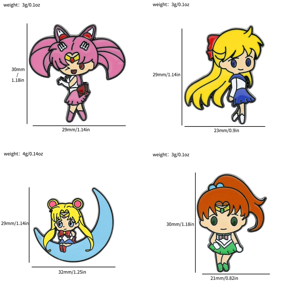 Эмалированные булавки в стиле аниме Сейлор Мун кавайные Металлические Булавки