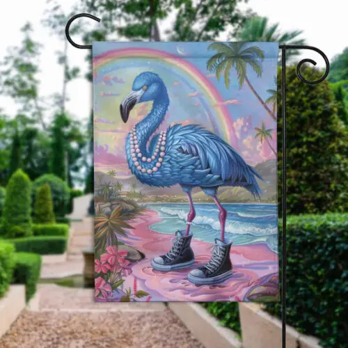 Двусторонний фламинго и паук с синим жемчугом флаг Vote Kamala Harris 2024.