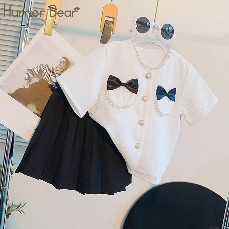 

Комплект одежды Humor Bear для девочек, костюм для девочек, летний женский стиль, повседневный комплект из топа и юбки, детская одежда из 2 предметов, детская одежда, детский наряд
