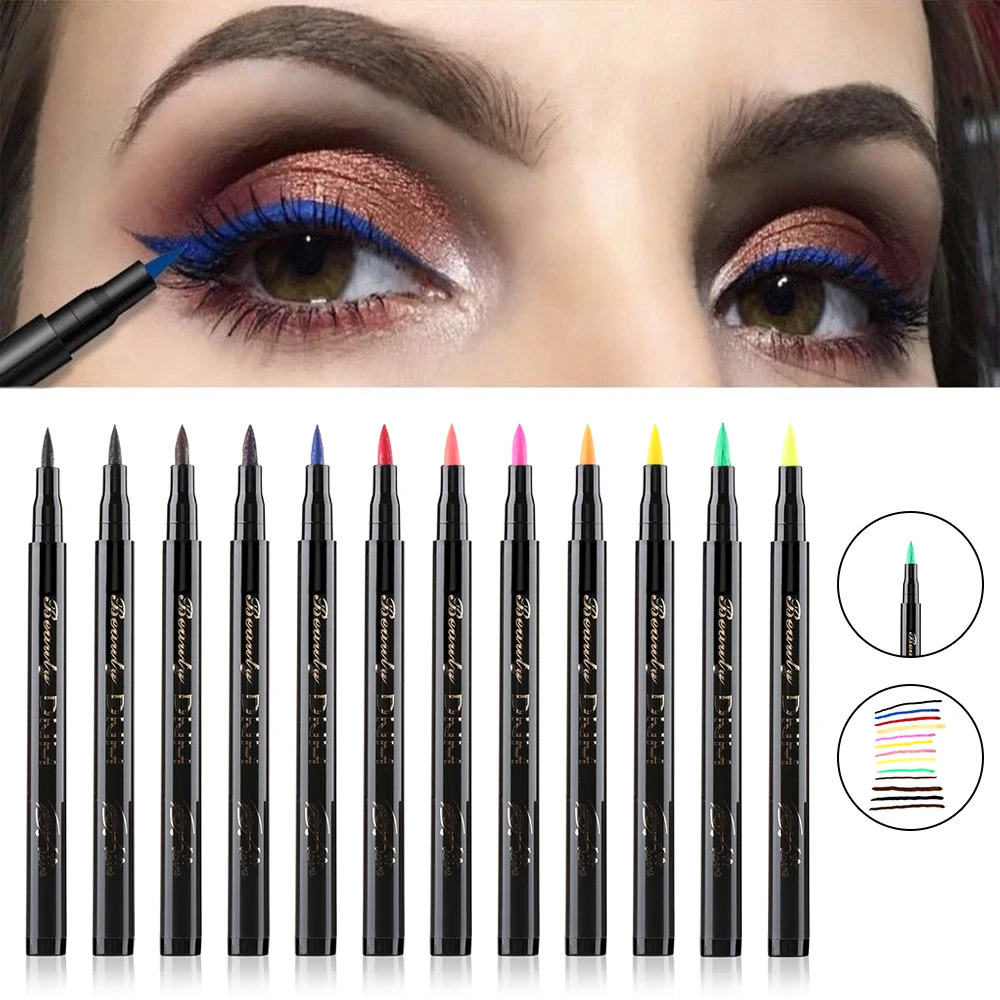 

12 Colors Liquid Eyeliner Pencil Waterproof Colorful Eye Liner Pen Long-lasting Liquid Eye Liner Eyes Cosmetic Tools
