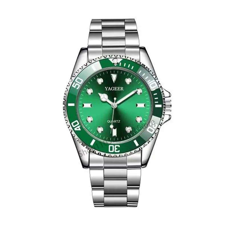 Мужские часы с календарем Little Green Ghost стальной ремешок мужские