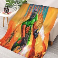 doom game blankets flannel print doom slayer portable super warm throw blankets for bed travel rug piece