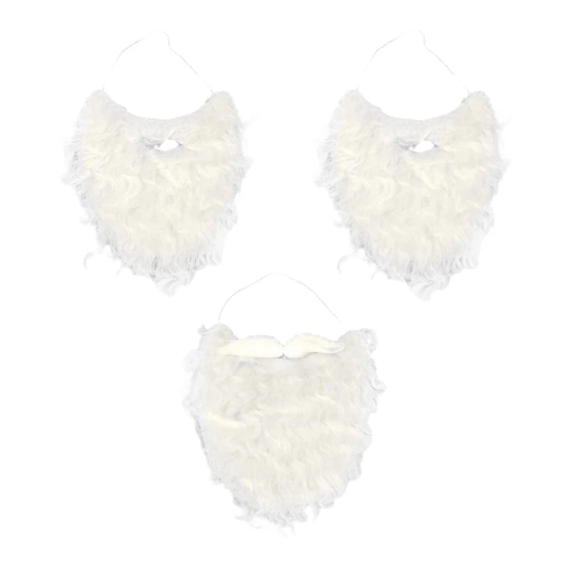 

652F Santa Fake Beard Costume Christmas Mustache Hair Disguise Accessories