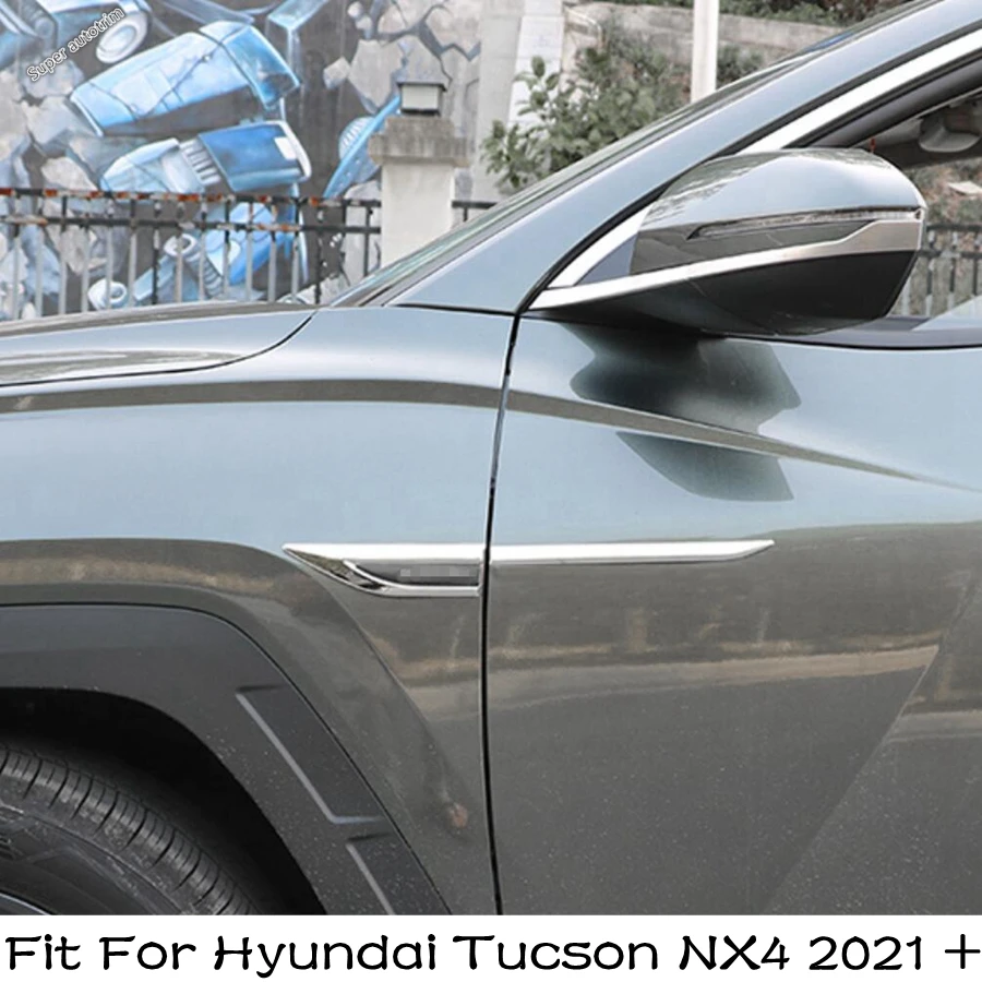 

Stainless Steel Accessories For Hyundai Tucson NX4 2021 2022 Car Air Flow Fender Intake Simulation Side Vents Cover Trim 6PCS