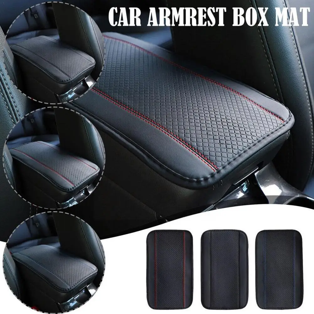 

Fiber Leather Embossed Armrest Cover Double-line Non-slip Pad Box Cover Universal Seasons Armrest Box Pad Central Four Armr F4Z8