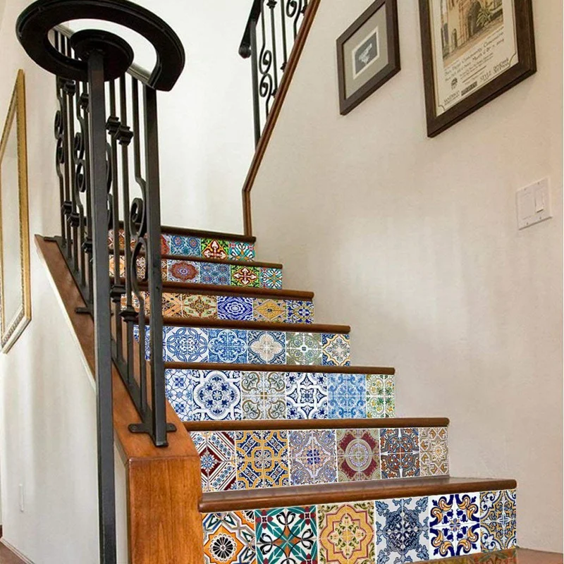 

3X Peel And Stick Tile Backsplash Stair Riser Decals DIY Tile Decals Mexican Traditional Talavera Waterproof Home Decor