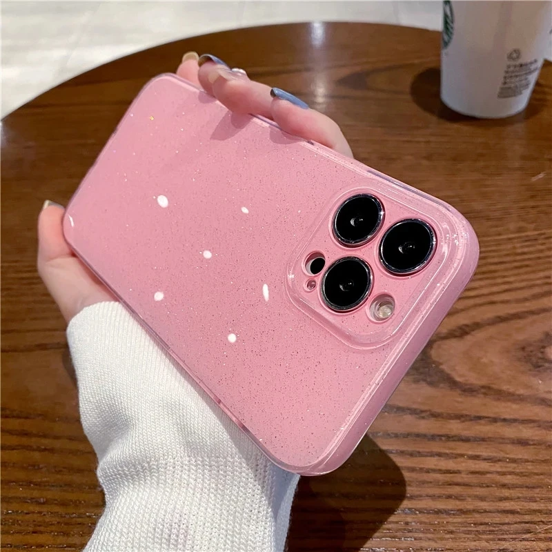 

Shining Glitter Jelly Color Shockproof Phone Case For iPhone 13 11 12 Pro Max XR XS Max 14Pro 11 Lens Protection Soft Back Cover