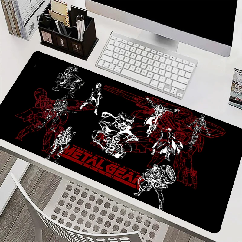 Фото Игровой коврик для мыши M-metal Gear Solid Anime, удлиненный настольный коврик, черный, большой, для геймеров, аксессуары, нескользящий, для ПК, компьютерный коврик для мыши №4