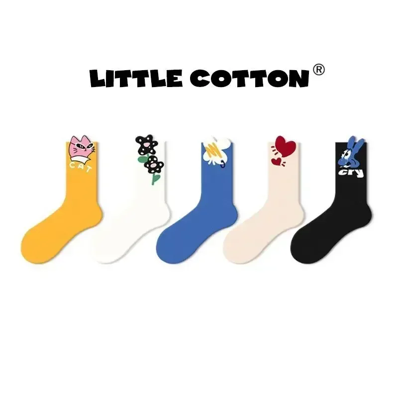 2024 женские летние и осенние тонкие носки средней высоты милая верхняя одежда