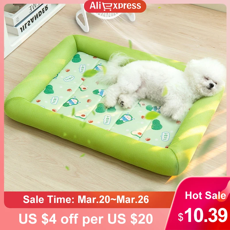

New S-XL Summer Cooling Pet Dog Mat Ice Pad Dog Sleeping Square Mats For Dogs Cats Pet Kennel Top Quality Cool Cold Silk Dog Bed