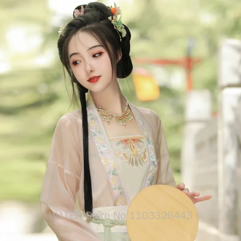 Женская юбка с вышивкой в стиле династии традиционных песен воды ханьфу розовая