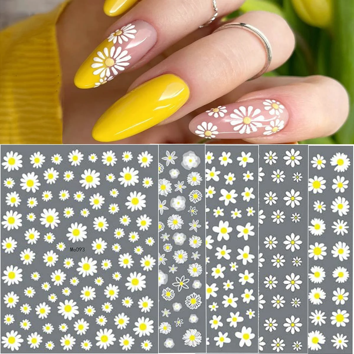

1PC Spring Daisy Nail Stickers Flower Nail Art Decals Sunflower Design Self-Adhesive Nail Decal Manicure Tips Nail Decoration 92