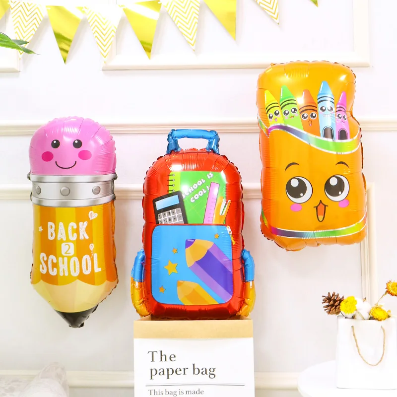 

Cartoon Stationery Balloon Pencil Bag Inflatable Helium Balloon Go to School Toys Supplies Decoration Kids Birthday Party Globos