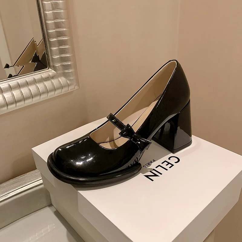 spring summer shoes classic Mary Janes genuine leather platform pumps high heels nude pumps women party dress OL lady shoes pink