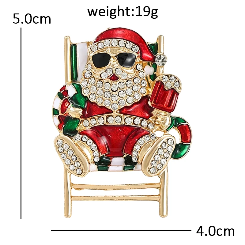 Фото Броши Wuli&baby Cool Christmas Father для женщин, унисекс, эмалевые, со стразами, с изображением Санта-Клауса, для новогодних вечеринок, подарки №5