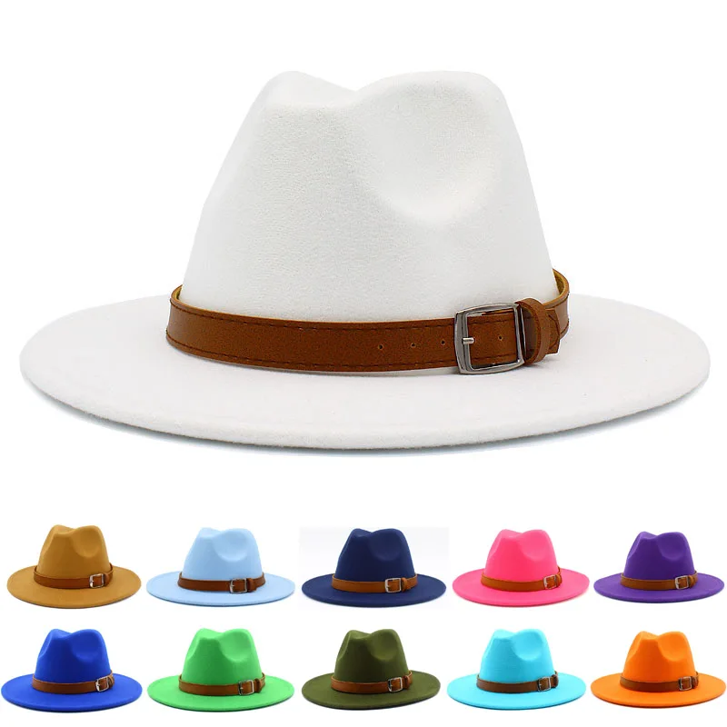 

Женская и мужская фетровая шляпа, коричневая шерстяная фетровая шляпа с ремнем и жемчугом