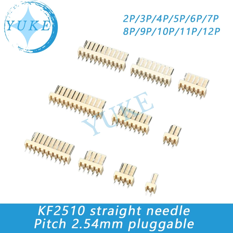

KF2510 connector straight pin socket 2/3/4/5/6/8-12P pitch 2.54mm plug-in type