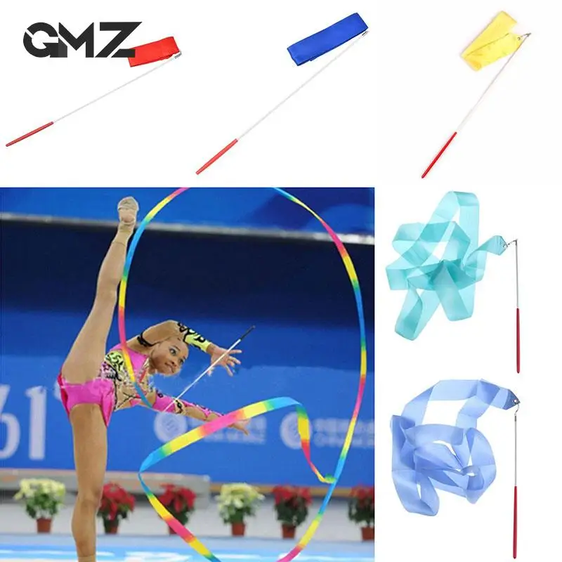 

Colorful Gym Ribbons Dance Ribbon for Girls Training Rhythmic Art Gymnastics Ballet Streamer Twirling Rod Stick