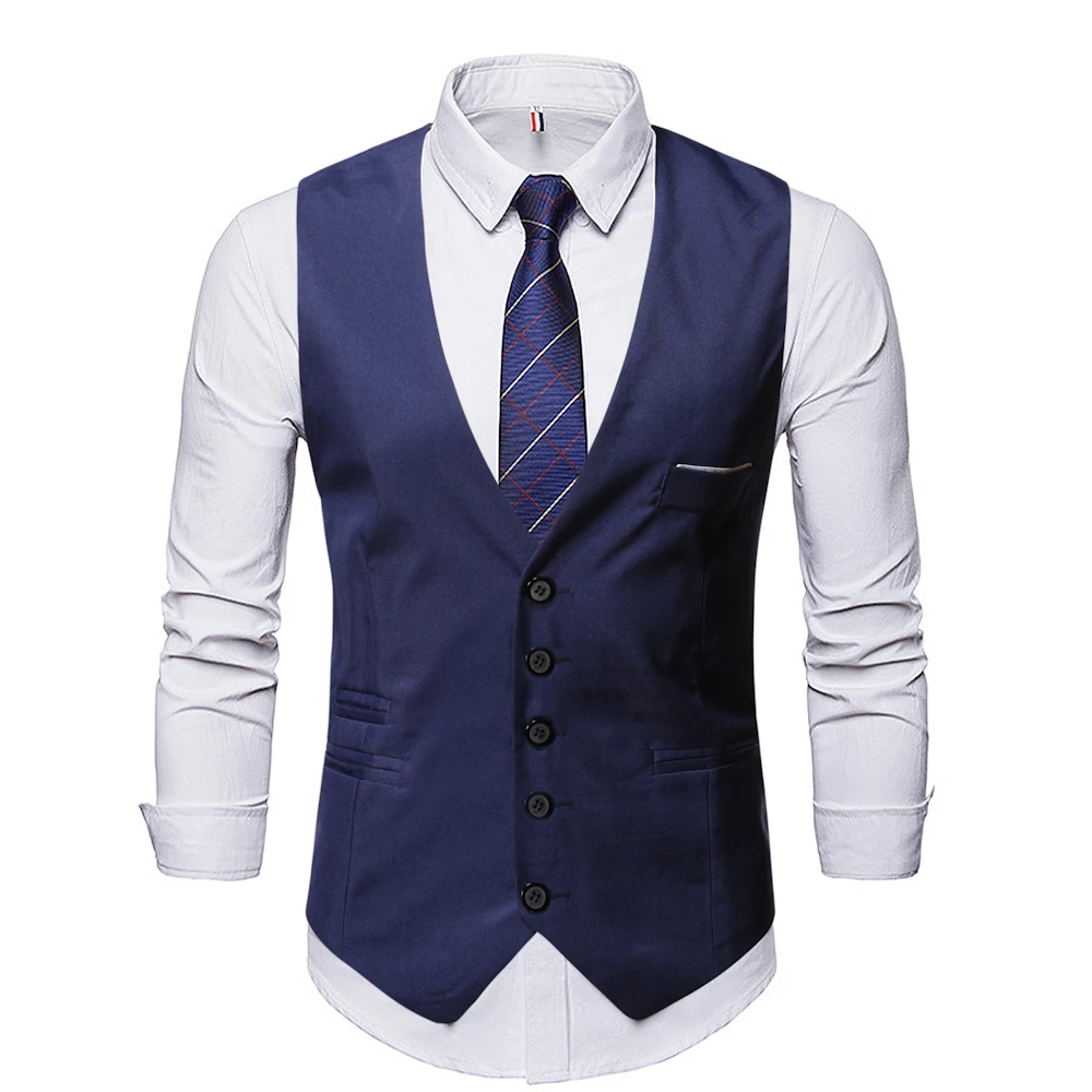 

Vest Men 2022 Spring and Autumn Fashion Leisure Men's Solid Color Single Breasted Slim Business Waistcoat Men's Suit Vests M-5Xl